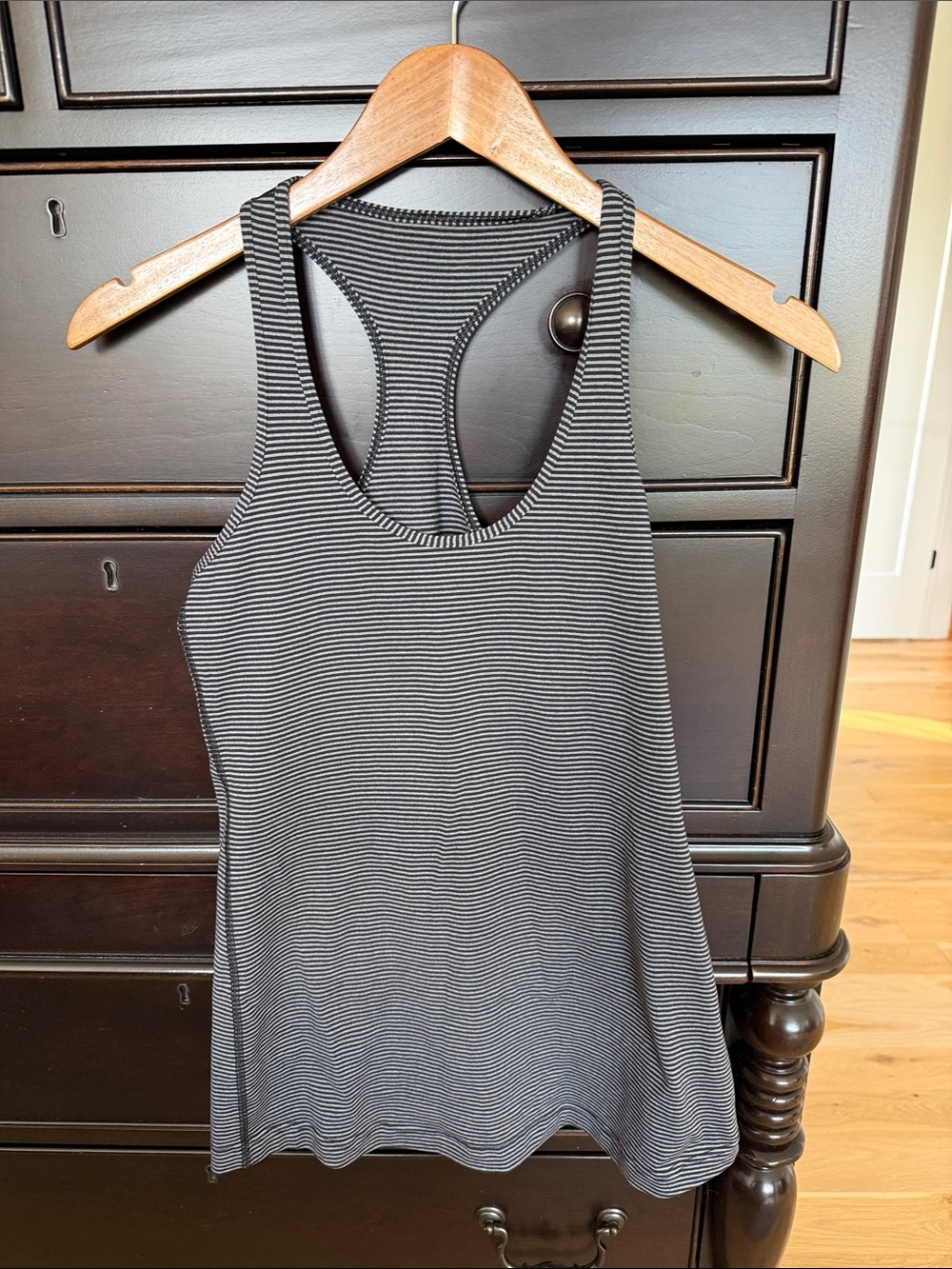 Lululemon Women’s Racerback Tank Top in Black and Grey Stripe